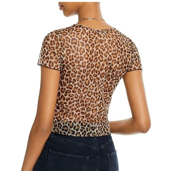 AQUA Animal Printed Mesh Crop Tee, XS NWT - Picture 2 of 7